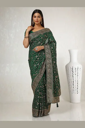 Soch Floral Beads and Stones Silk Blend Tussar Saree