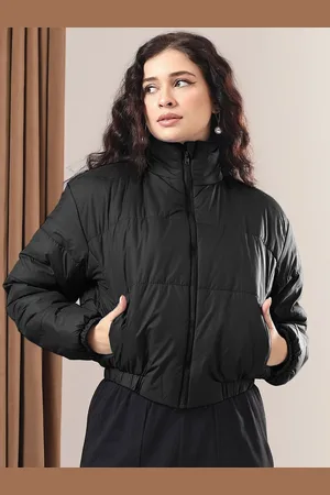 KOTTY Women Mock Collar Solid Casual Insulator Padded Jacket