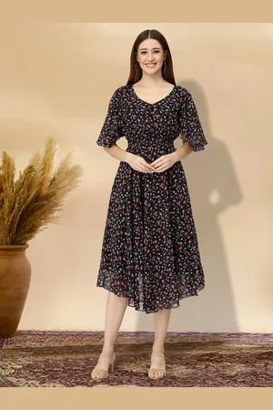 MISS AYSE Women Floral Print Fit & Flare Dress