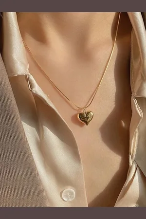 Jewels Galaxy Gold-Plated Heart Shaped Pendants with Chains