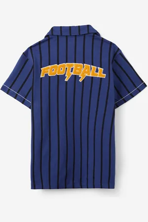 The Souled Store Boys Cuban Collar Vertical Striped Cotton Casual Shirt