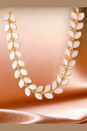Accessorize Pearls Beaded Allergy Free Leaf Necklace