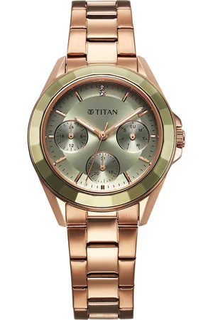Titan Women Dial & Stainless Steel Bracelet Style Straps Analogue Watch 95315KM03
