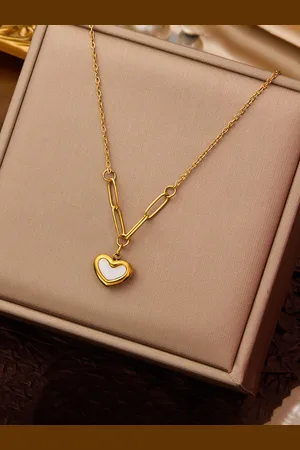 Designs & You Gold-Plated Heart Enamelled Necklace
