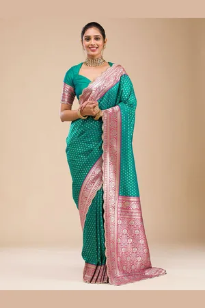 Koskii Woven Design Beads and Stones Art Silk Saree