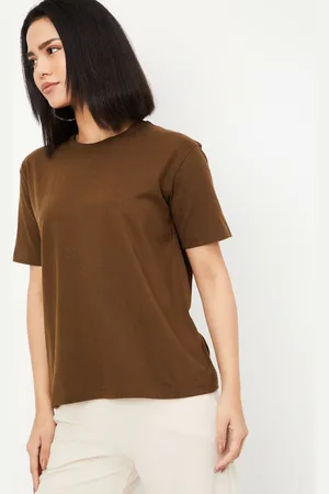Max Collection Women Solid Round Neck Cotton T-shirt