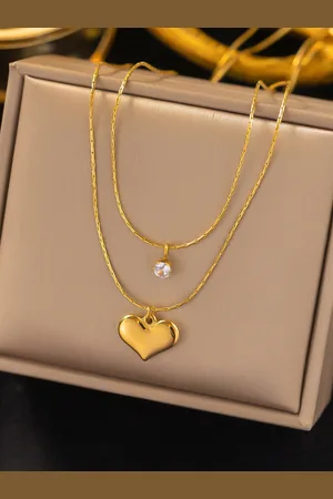 Jewels Galaxy Gold-Plated Heart Shaped Pendants with Chains