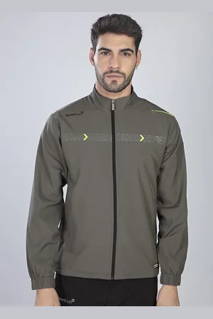 SPORT SUN Men Rapid-Dry Mock Collar Graphic Printed Sports Lightweight Sporty Jacket