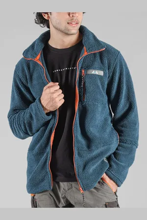 Bombay Trooper Men Mock Collar Solid Fleece Casual Tailored Jacket