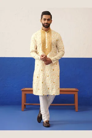 TheEthnic.Co Tie & Dye Sequinned Mandarin Collar Cotton Silk Straight Kurta