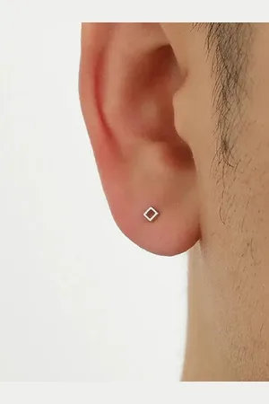 GoldNera Mens 925 Sterling Silver Square Shaped Minimal Studs