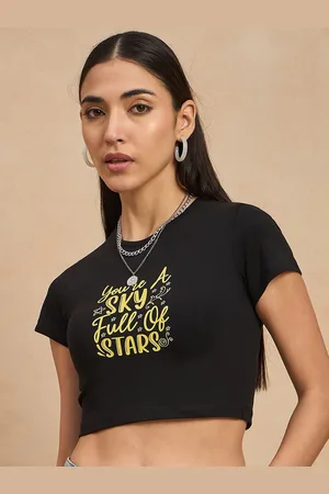 Color Capital Print Cotton Crop Top