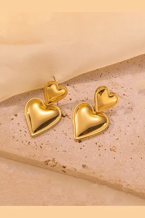 Designs & You Stainless Steel Gold-Plated Heart Shaped Drop Earrings