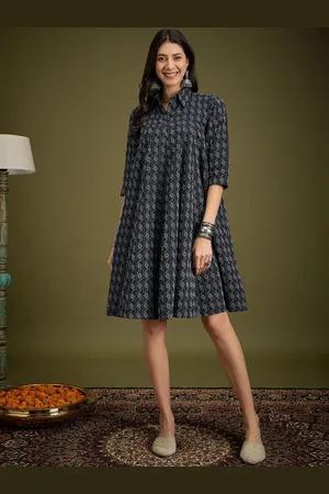 InWeave Women Printed Cotton A-Line Dress
