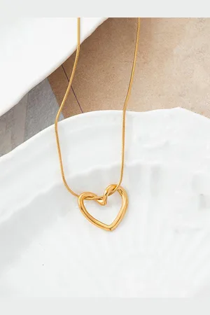 Jewels Galaxy Gold-Plated Heart Shaped Pendants with Chains