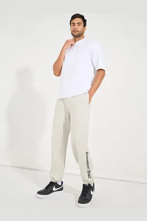 Styli Men Relaxed Fit Pure Cotton Terry Joggers with Bottom Hem Print