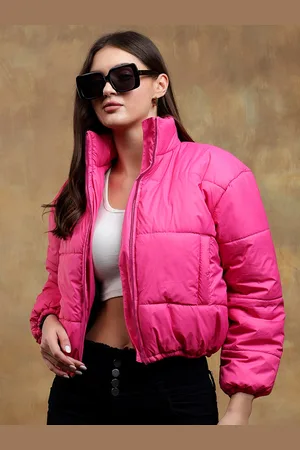 KOTTY Women Mock Collar Solid Casual Insulator Puffer Jacket