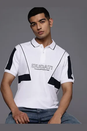 DUCATI Brand Logo Printed Polo Collar Pure Cotton T-shirt