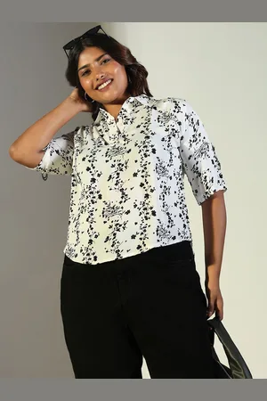 SHOWOFF Women Floral Printed Shirt Collar High-Low Top