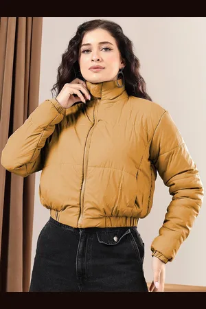 KOTTY Women Mock Collar Solid Casual Insulator Puffer Jacket