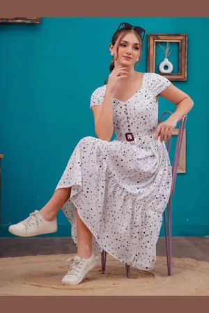 BAESD Women Printed Tiered Fit & Flare Midi Dress