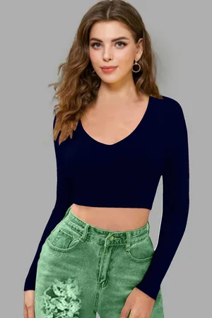 Dream Beauty Fashion Women V-Neck Fitted Crop Top