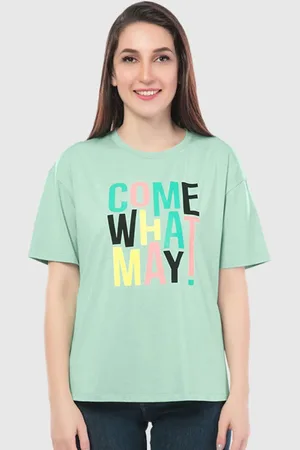 JULIET Women Typography Printed Round Neck Cotton Relaxed Fit T-shirt