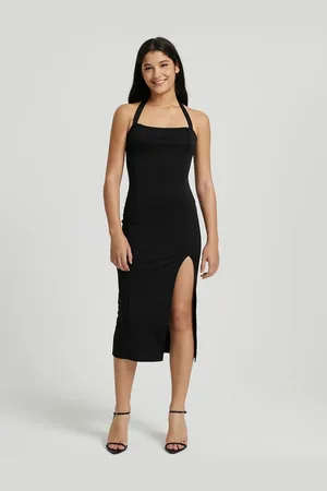 BAESD Women Halter Neck Bodycon Midi Dress