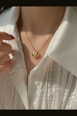 Jewels Galaxy Gold-Plated Heart Shaped Pendants with Chains