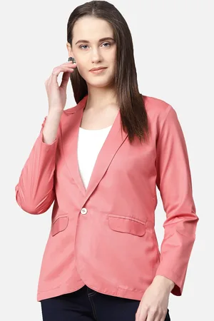 Jompers Women Pink Solid Regular-Fit Single Breasted Formal Blazer