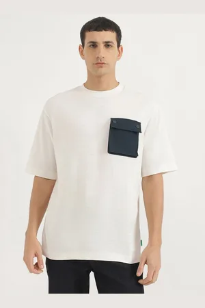 Benetton Men Solid Round Neck Cotton Relaxed Fit T-shirt