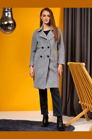 KOTTY Women Solid Notched Lapel Single-Breasted Overcoat