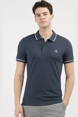 Calvin Klein Men Solid Polo Collar Cotton Slim Fit T-Shirt