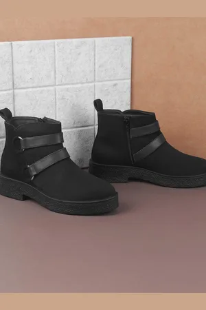 Metro Women Heeled Regular Boots with Strap Detail