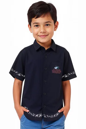 The Souled Store Boys Spread Collar Graphic Printed Cotton Casual Shirt