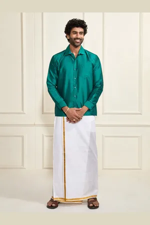 Vastramay Shirt Collar Ethnic Shirt And Mundu Set