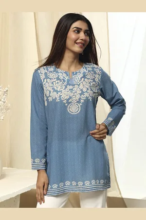 Biba Floral Printed Notch-Neck Straight Kurta