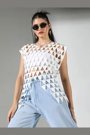 SHOWOFF Women Round Neck Crochet Top