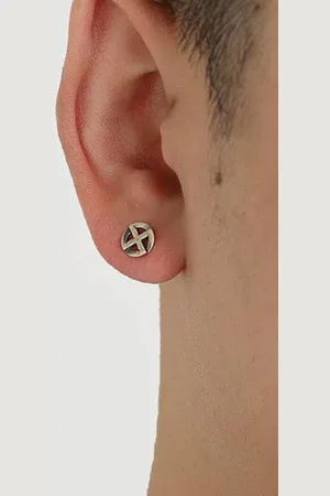 GoldNera Men 925 Sterling Silver Circular Shaped Minimal Studs