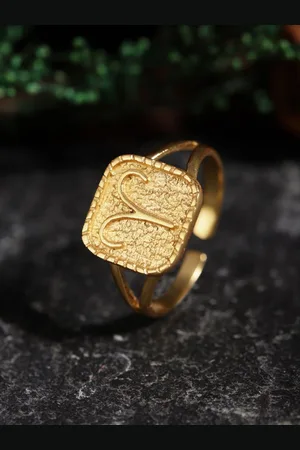 Berserk Gold-Plated Aries Signet Adjustable Finger Ring