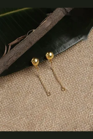 DUGRISTYLE Rang-e-Zar Gold-Plated Circular Shaped Drop Earrings