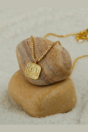 Berserk Gold Plated Scorpio Libra Chain Square Pendant with Chain