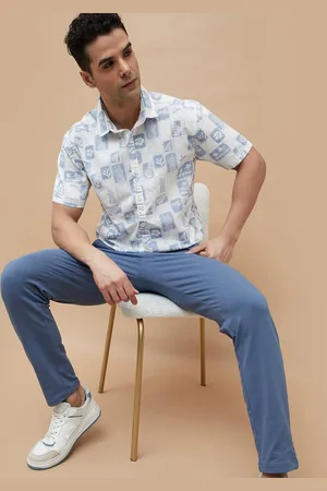 Lifestyle Men Spread Collar Floral Printed Cotton Casual Shirt