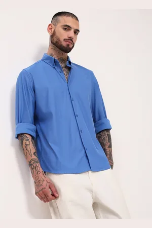 SHOWOFF Men Comfort Slim Fit Button-Down Collar Solid Cotton Casual Shirt