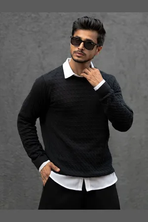 Powerlook Men Self Design Round Neck Cotton T-shirt