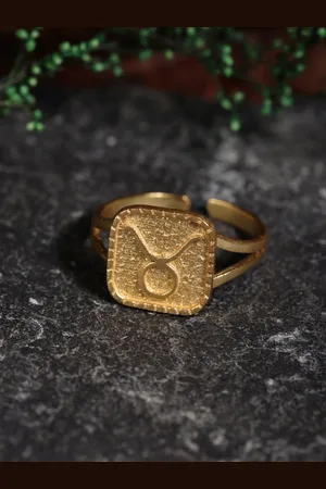 Berserk Gold-Plated Taurus Signet Adjustable Finger Ring