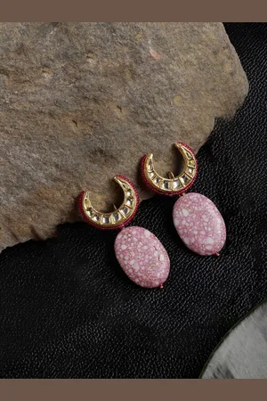 DUGRISTYLE Gul-e-Rang Gold-Plated Kundan Studded & Artificial Stone Beaded Drop Earrings