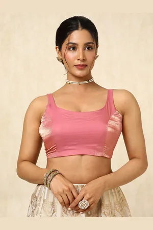 Soch Padded Round Neck Organza Saree Blouse