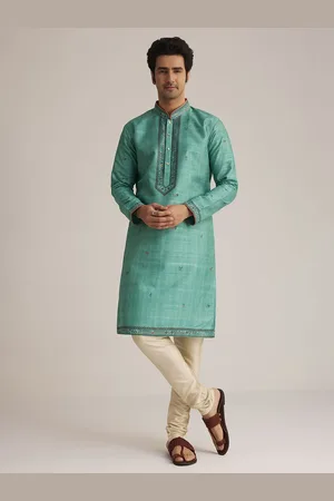 KALKI Fashion Ethnic Motifs Printed Mandarin Collar Straight Kurta With Churidar