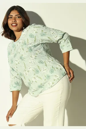 SHOWOFF Women Floral Printed Self Design Cotton Top